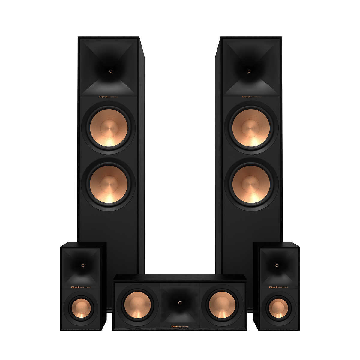 Klipsch Reference Dolby Atmos 5.0.2 Surround Sound System with R-806FA Floorstanding Speakers, R-40M Bookshelf Speakers & R-50C Center Channel - Perfect for Home Theater, Movie Nights & Gaming Setup