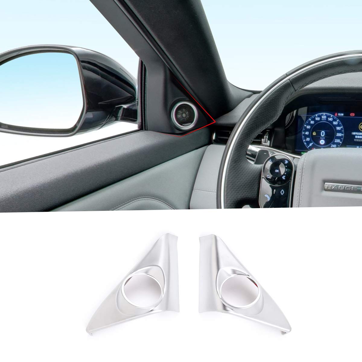 Land Rover Evoque L551 2019-2020 ABS Interior Door Speaker Tweeter Cover Trim - Silver | Premium Car Audio Accessories for Enhanced Sound Quality | Perfect for Upgrading Your Vehicle's Audio System