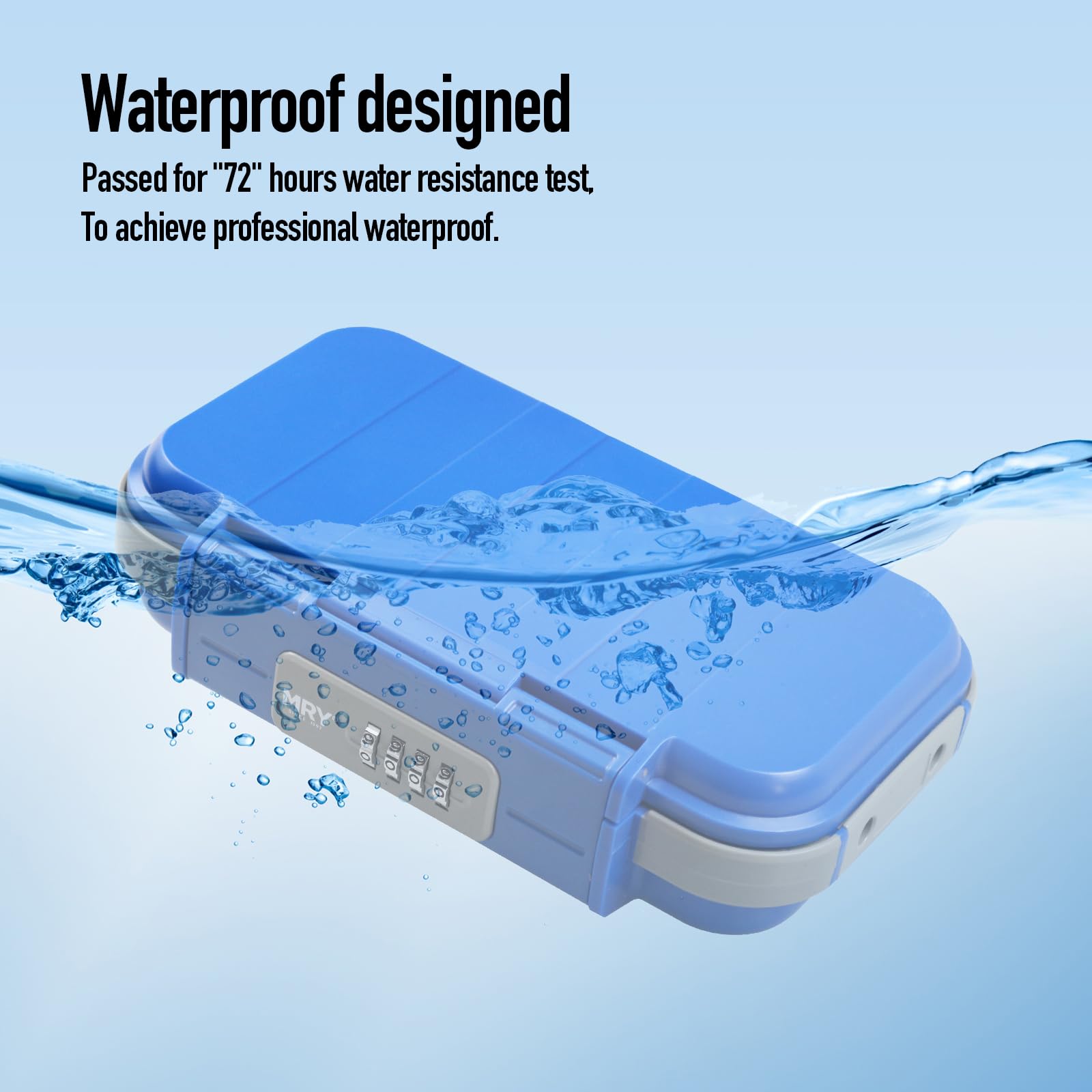Portable Combination Lock Box - Waterproof Anti-Theft Security Case with Removable Chain & Digital Code - Perfect for Travel, Home, Office & Outdoor Use (Blue)