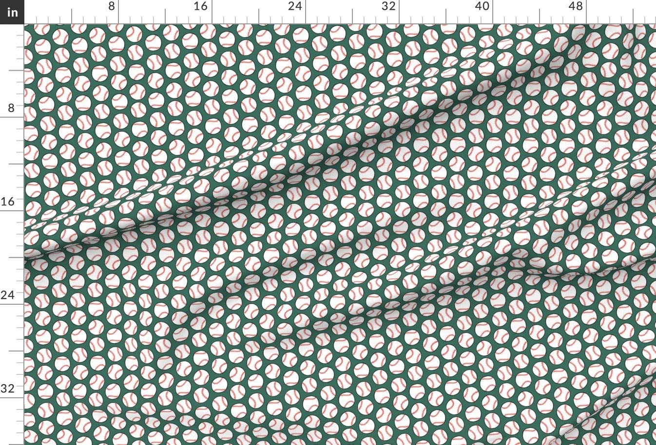Baseball Sport Team Printed Velvet Upholstery Fabric - Pine Green Play Ball Design for Home Decor, Apparel & DIY Projects | Fat Quarter for Sewing, Quilting & Crafts
