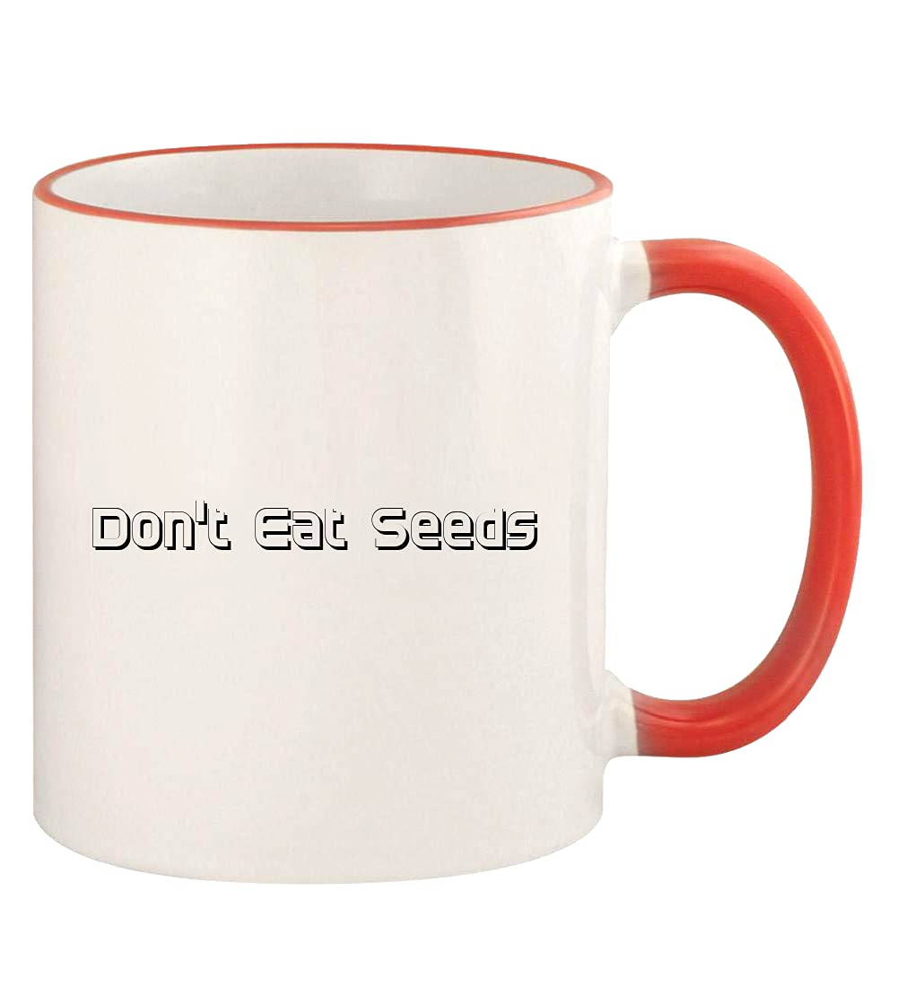 11oz Red Coffee Mug with Colored Handle and Rim - Perfect for Home, Office & Gifts - Don't Eat Seeds Ceramic Cup