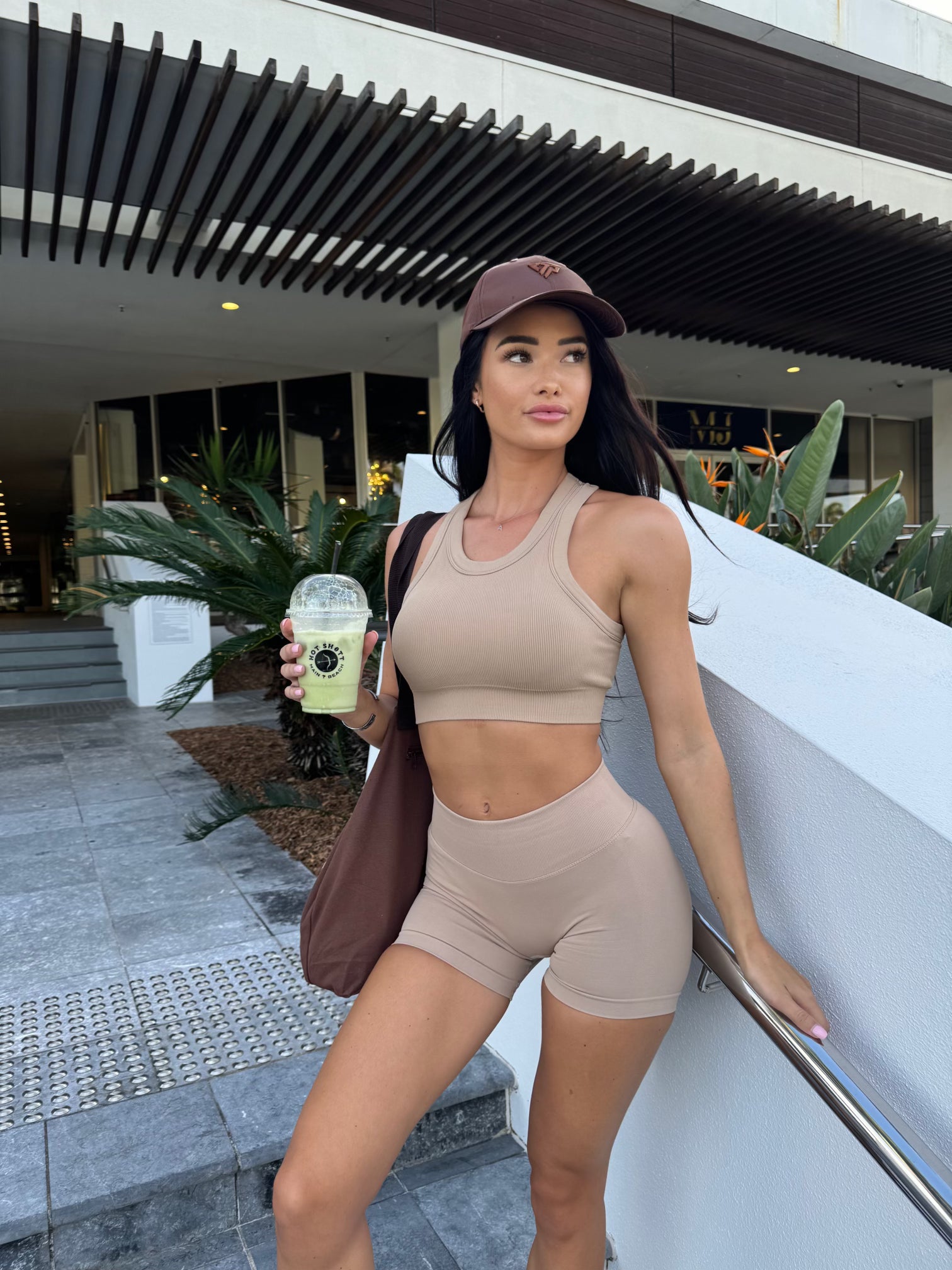 KTP Ribbed Tank Top for Women - Soft Stretch Casual Sleeveless Shirt in Latte - Perfect for Layering, Summer Outfits, and Everyday Wear