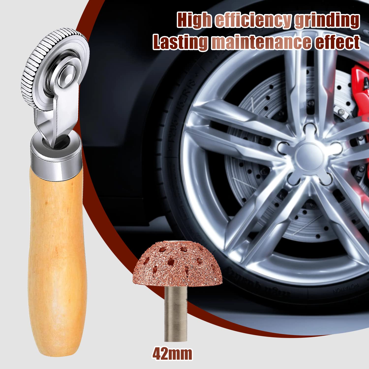 Premium Tire Patch Rollers & Tungsten Buffing Wheels - Professional Tire Repair Tool Kit for Cars, Motorcycles & Bikes | Universal Thread Rubber Grinding Tool for Smooth Tire Repairs | Perfect for DIY Enthusiasts & Auto Shops