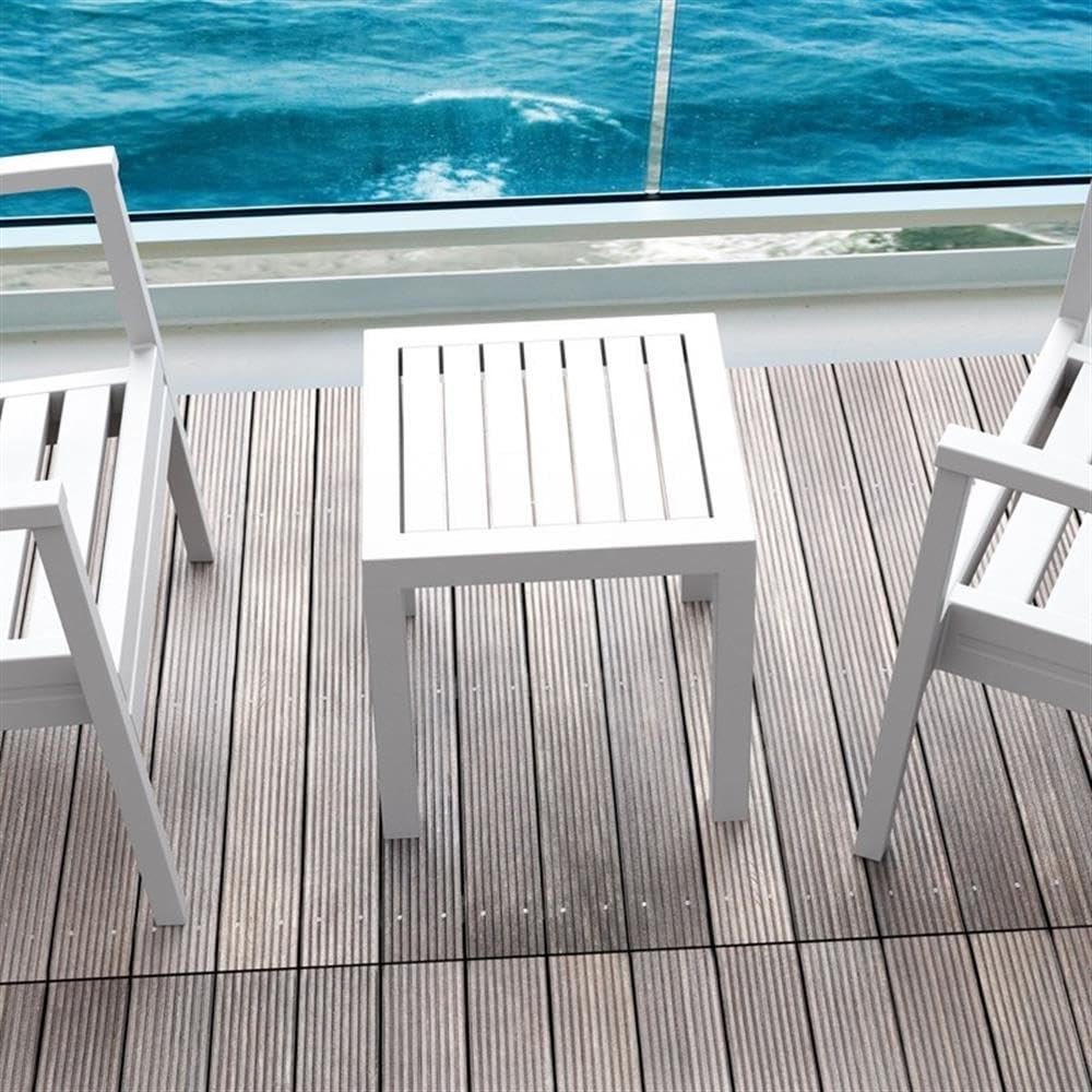 White 2-Piece Square Resin Patio Side Table Set by Home Square - Perfect for Outdoor Lounging, Poolside Relaxation & Garden Decor