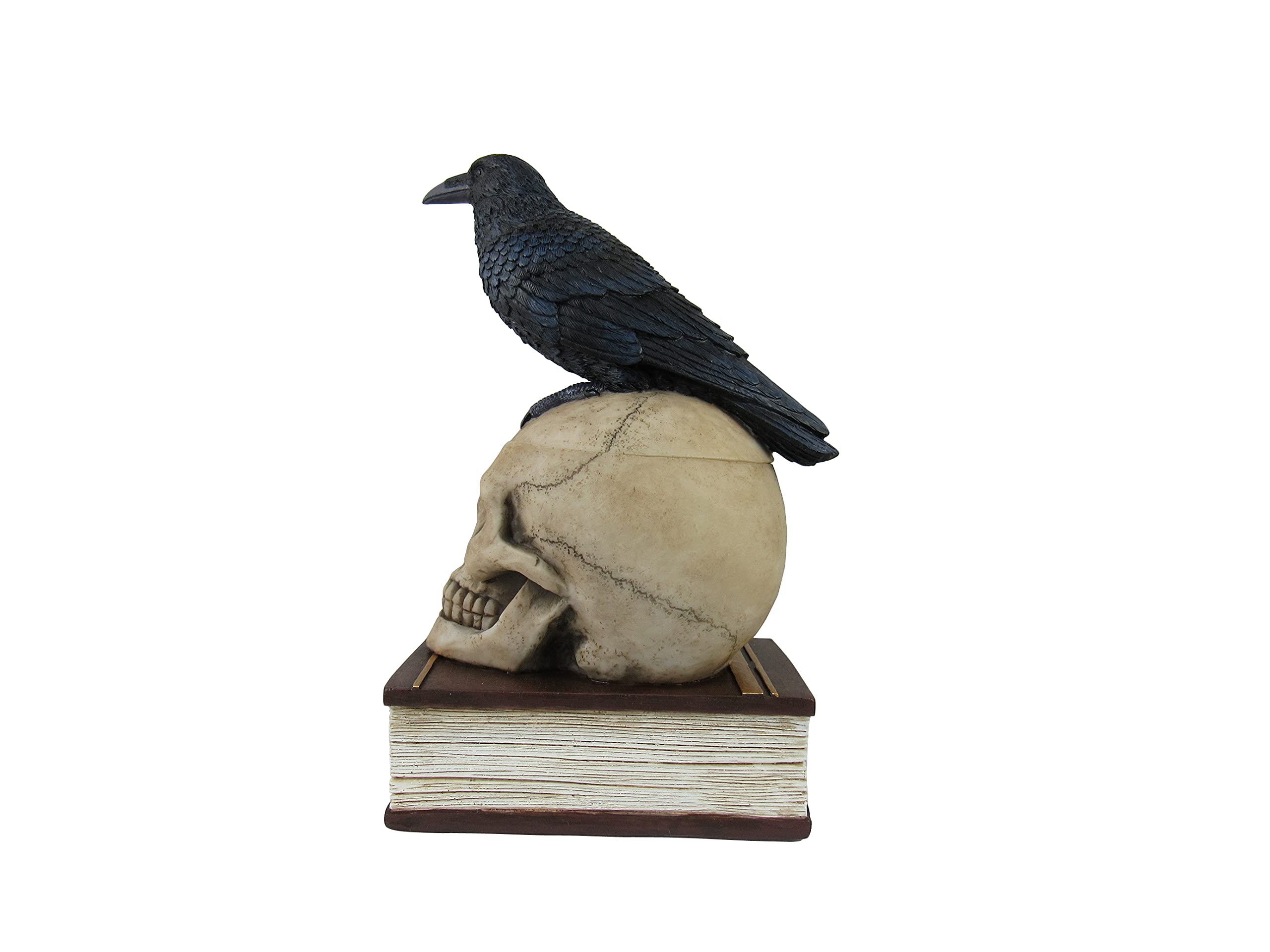 Gothic Skull & Crow Decorative Trinket Box with Lid - Victorian Halloween Jewelry Organizer | 9