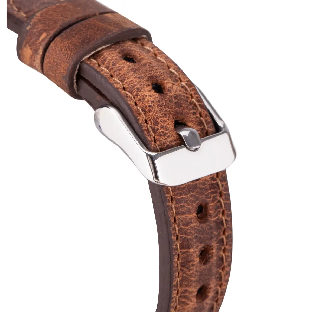 Vintage Distressed Brown Leather Slim Apple Watch Band - Stylish & Durable Replacement Strap for Work, Travel & Everyday Wear