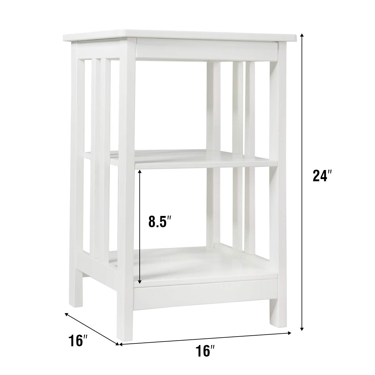 Giantex Nightstand Set of 2 - 3-Tier End Table with Storage Shelves, Sturdy Modern Bedside Table for Bedroom & Living Room - White Wooden Side Table for Small Spaces - Easy Assembly - Perfect for Apartment, Dorm, Guest Room & Home Office