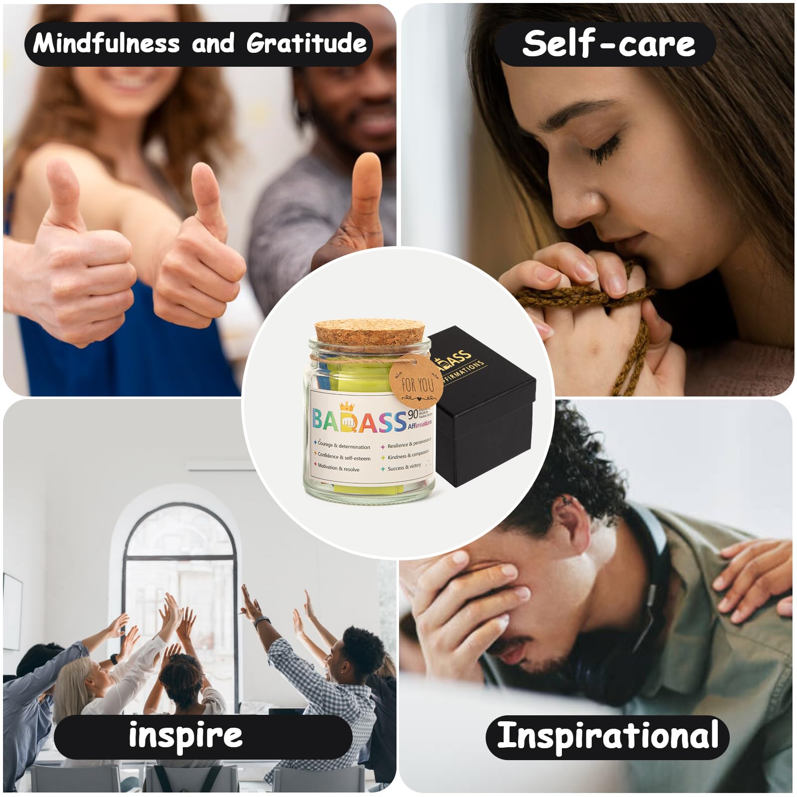 Qunrwe Positive Affirmation Cards for Women - Inspirational Self-Care Encouragement Cards, Motivational Gift for Friends, Colleagues, Mom & Mother-in-Law (Graduation, Birthday, Mother's Day Gift) - Perfect for Daily Motivation, Meditation & Wellness Practice