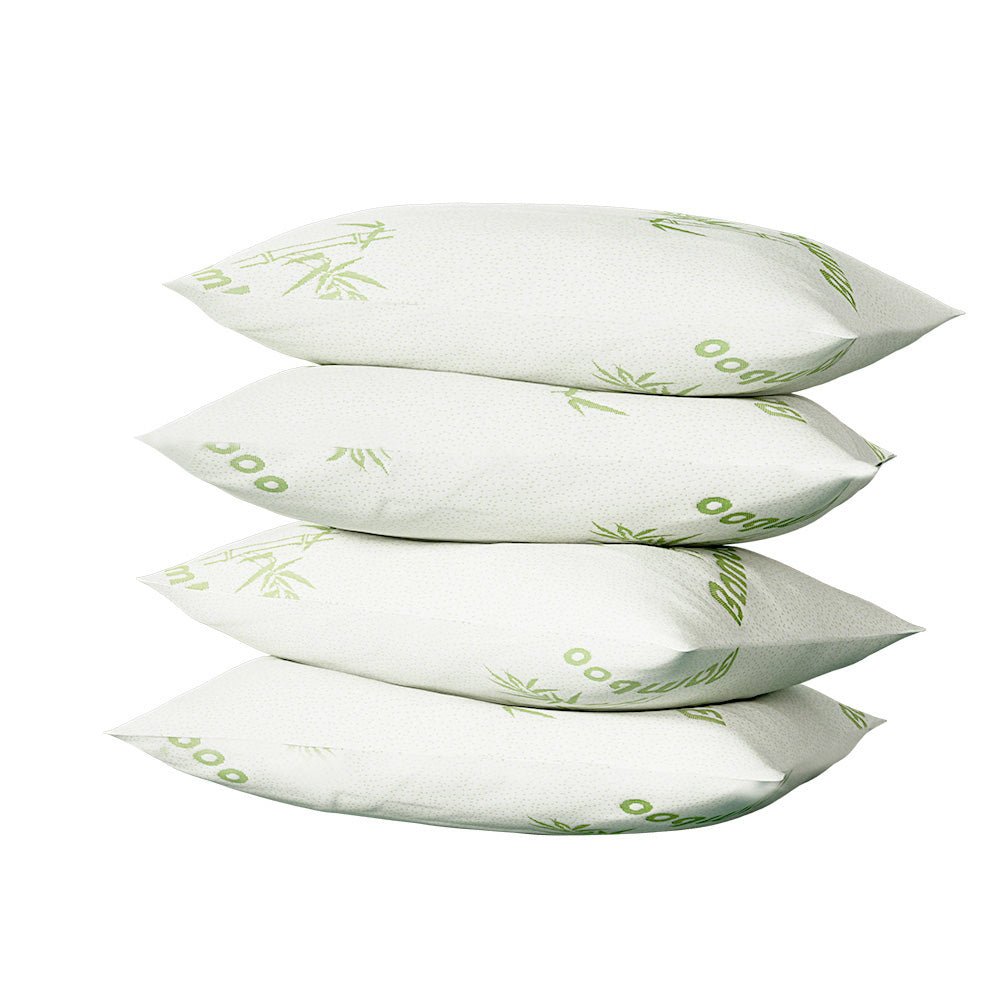 Giselle Hotel Pillow 4 Pack - Medium Firm Bamboo Pillow Cover for Side, Back & Stomach Sleepers - Luxury Bed Pillows for Home, Hotel & Airbnb Use