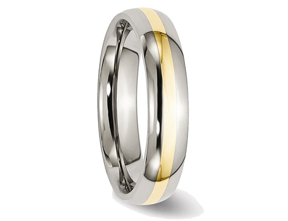 5mm Comfort Fit Titanium Wedding Band Ring for Men with 14K Gold Inlay - Durable & Hypoallergenic Ring for Everyday Wear, Anniversary Gifts & Special Occasions