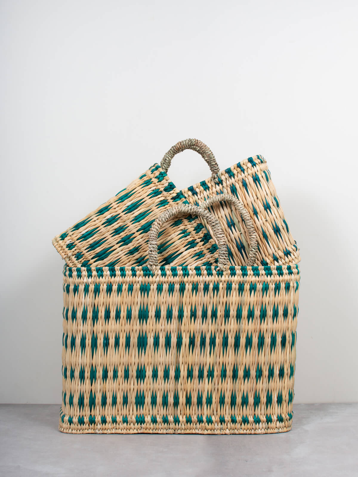 Eco-Friendly Woven Reed Storage Basket - Natural Green Handmade Rattan Organizer for Home Decor, Laundry, Toys & Blankets | Perfect for Living Room, Bedroom, Nursery & Bathroom Organization