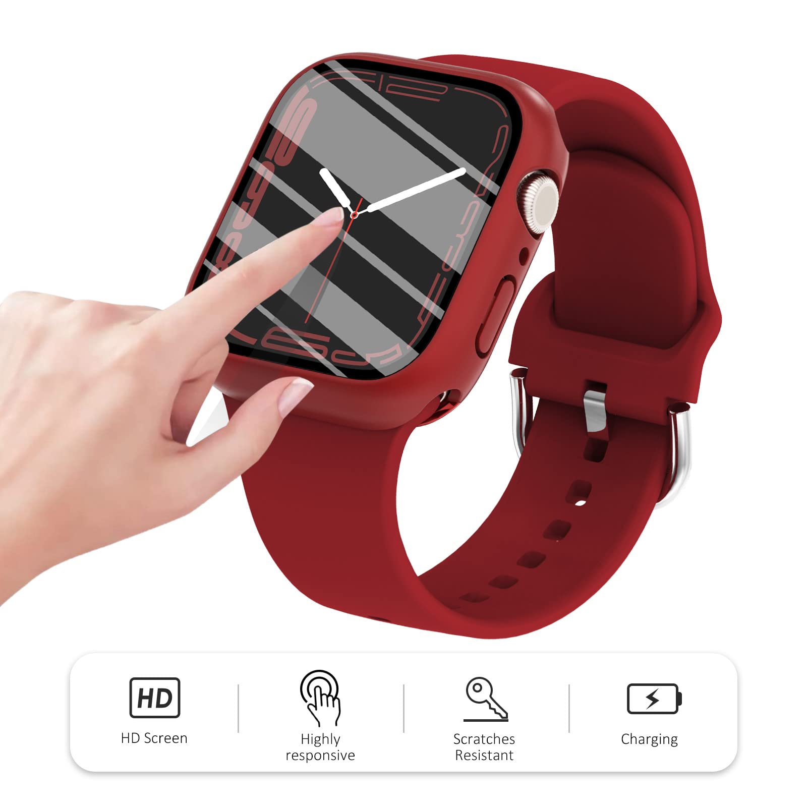 FULLIFE 6-Pack Waterproof Protective Case for Apple Watch Series 6/5/4/SE (40mm) - Includes Tempered Glass Screen Protector & Hard PC Bumper Cover (2-in-1 Design) - Perfect for Swimming, Sports & Outdoor Activities - Unisex for Men & Women