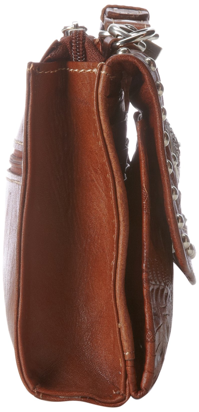 Women's Western Style Lace Medium Brown Leather Crossbody Bag - Perfect for Casual Outings, Travel & Everyday Use