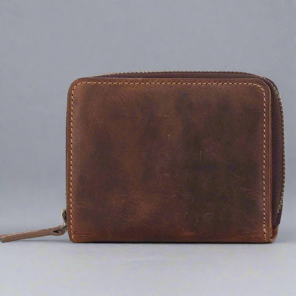 Premium MET Hunter Leather Zip Around Wallet for Men - RFID Blocking, Slim Bifold Design - Perfect for Travel, Business & Everyday Use