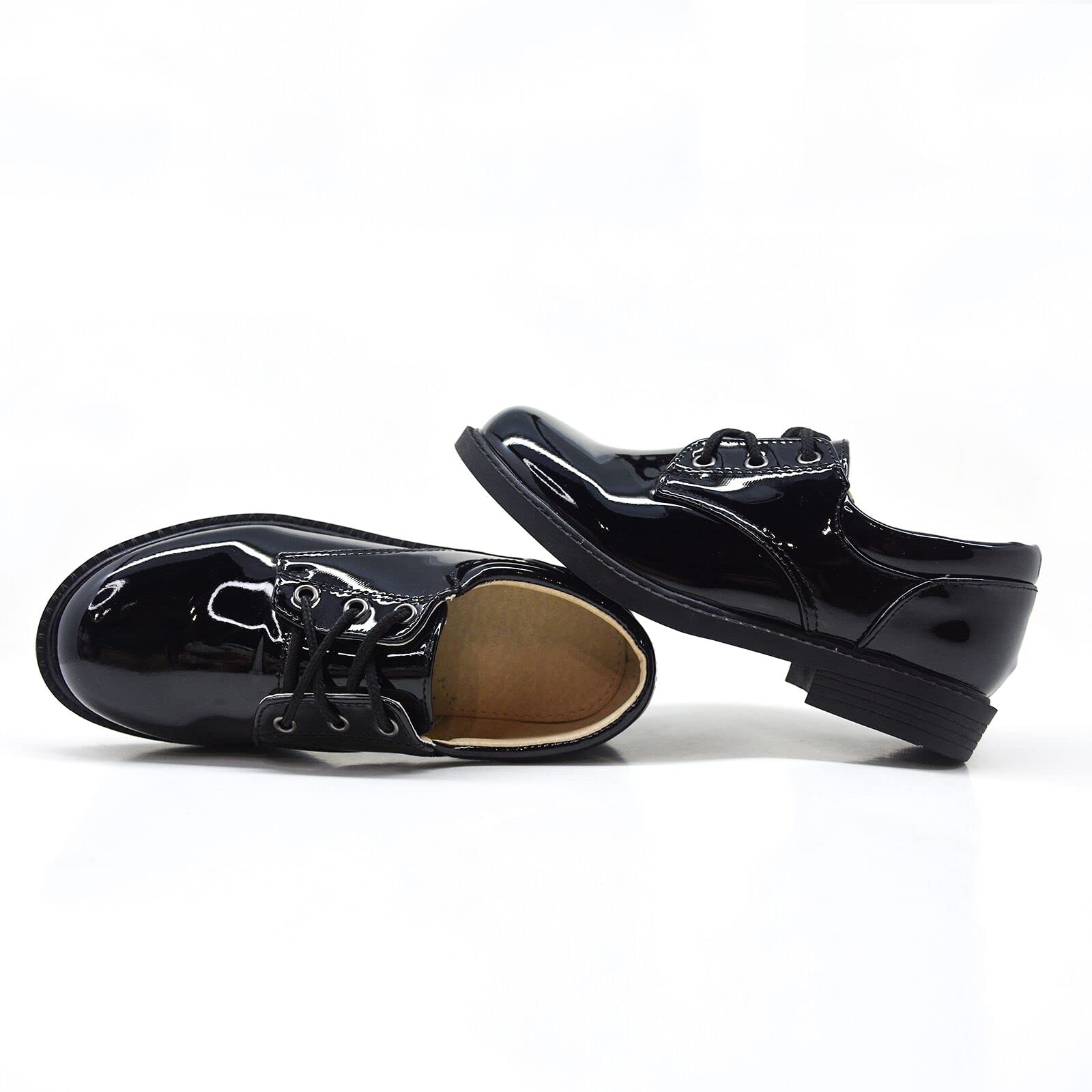 Boys Shiny Oxford Dress Shoes - Lace Up Formal Shoes for Weddings, School Uniform & Casual Wear - Perfect for Special Occasions & Daily Use