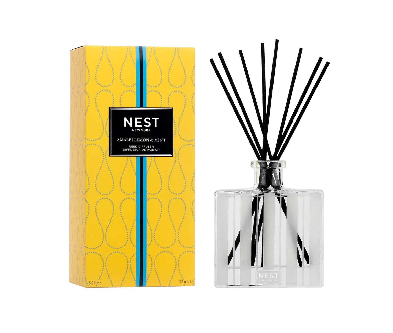Nest Amalfi Lemon & Mint Reed Diffuser - Refreshing Home Fragrance Oil for Living Room, Bedroom & Bathroom - Aromatherapy & Relaxation Gift Set