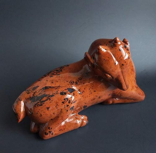 Handcrafted Mahogany Obsidian Baby Deer Sculpture - Elegant Home Decor, Gift for Nature Lovers, Perfect for Living Room, Office & Meditation Space