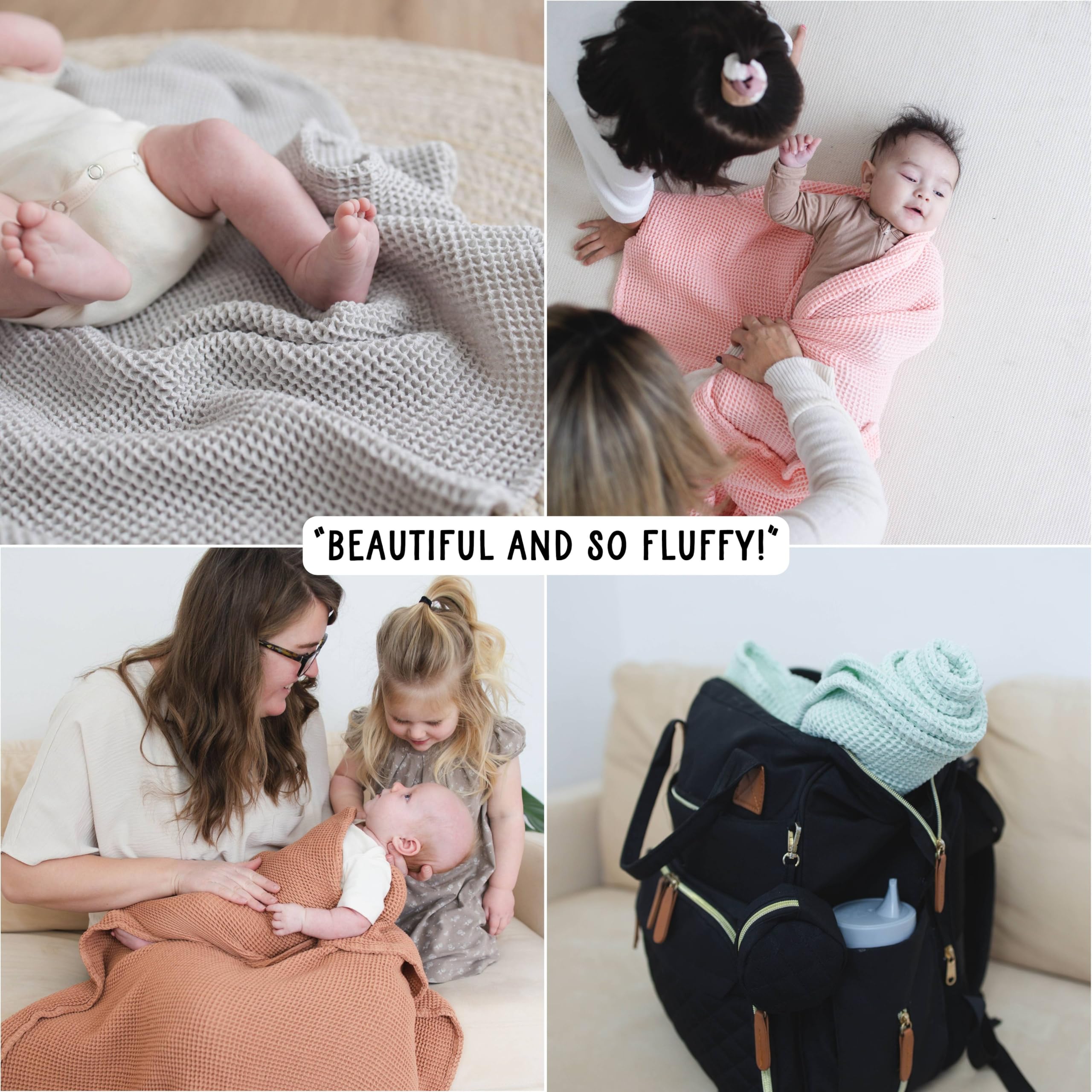 Soft & Breathable Waffle Knit Baby Blanket - 43x43 Inch Gender Neutral Cotton Swaddle, Stroller & Toddler Blanket - Perfect for Nursery, Travel & Outdoor Adventures (Cinnamon)