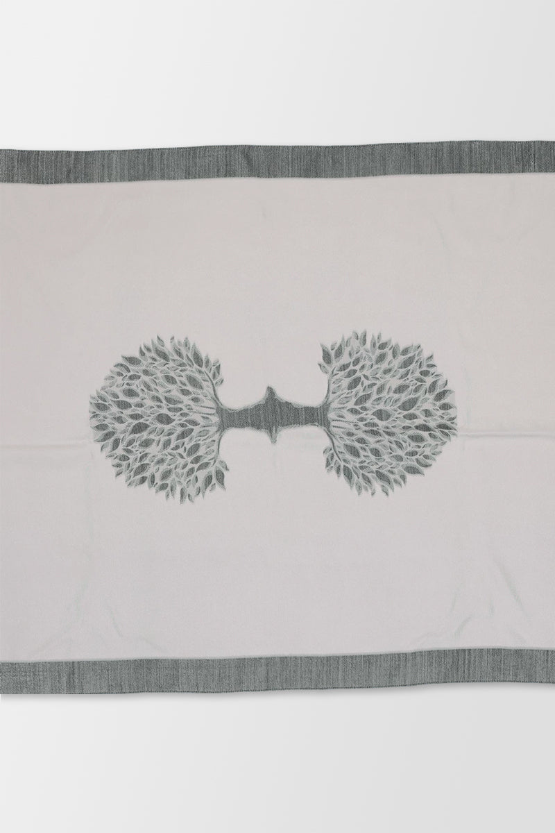 Como Silks White and Grey Waves Bianco Nero Scarf - Elegant Silk Fashion Accessory for Women, Perfect for Parties, Weddings, and Special Occasions