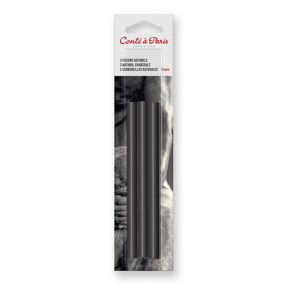 Conté à Paris Natural Charcoal Drawing Set - 5 Pieces (6mm) for Sketching, Shading & Fine Art - Perfect for Artists & Beginners
