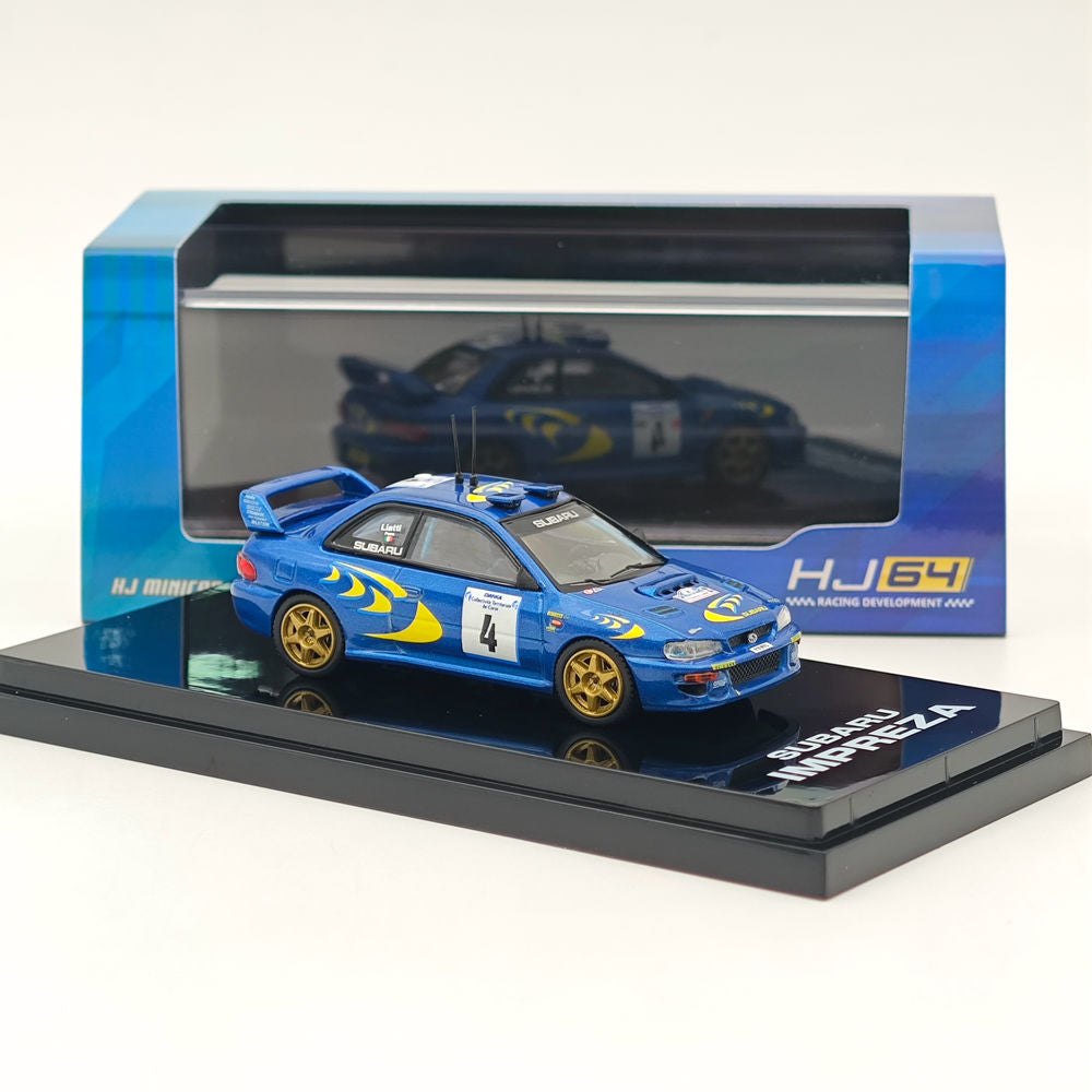 1/64 Scale Subaru Impreza WRC 1997 #4 Tour de Corse Blue Diecast Model Car - Collectible Hobby Japan Miniature for Racing Enthusiasts & Display Showcase