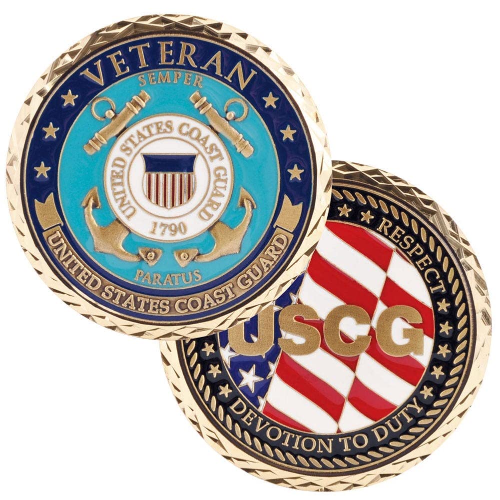 MEDALS OF AMERICA EST. 1976 USCG Veteran Coin - Collectible Military Challenge Coin for US Coast Guard Veterans, Perfect for Display, Gifts & Memorabilia