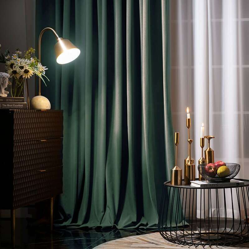 Luxury Modern Herring Designer Velvet Curtains in Green - Elegant Window Treatments for Living Room, Bedroom & Home Decor