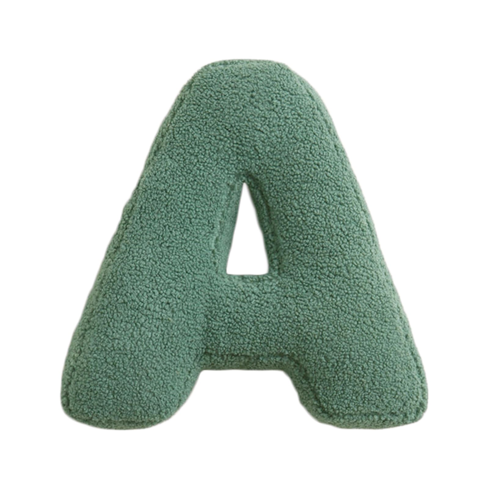 Sherpa Letter A Pillow - Soft Fleece Alphabet Throw for Kids Nursery & Playroom Decor - Green