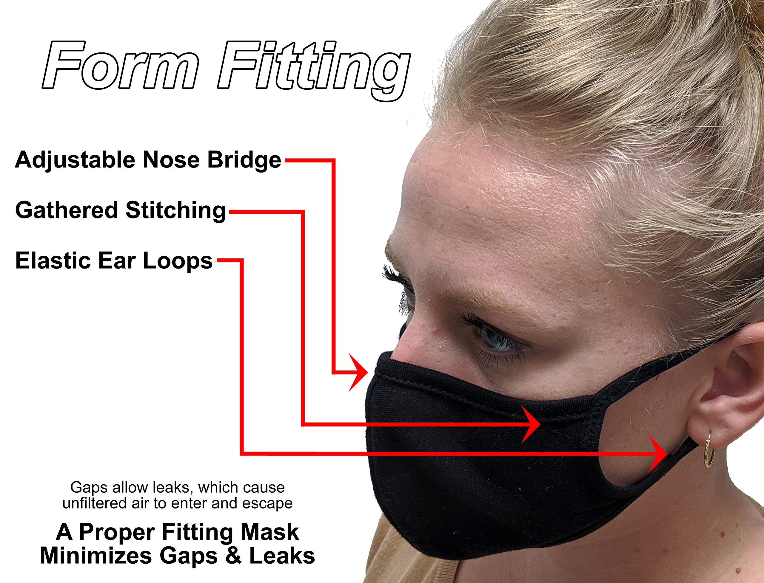Universal 4521 Cotton Face Masks - 2-Layer for Teens & Adults (8-Pack, Black) - Daily Protection & Comfort