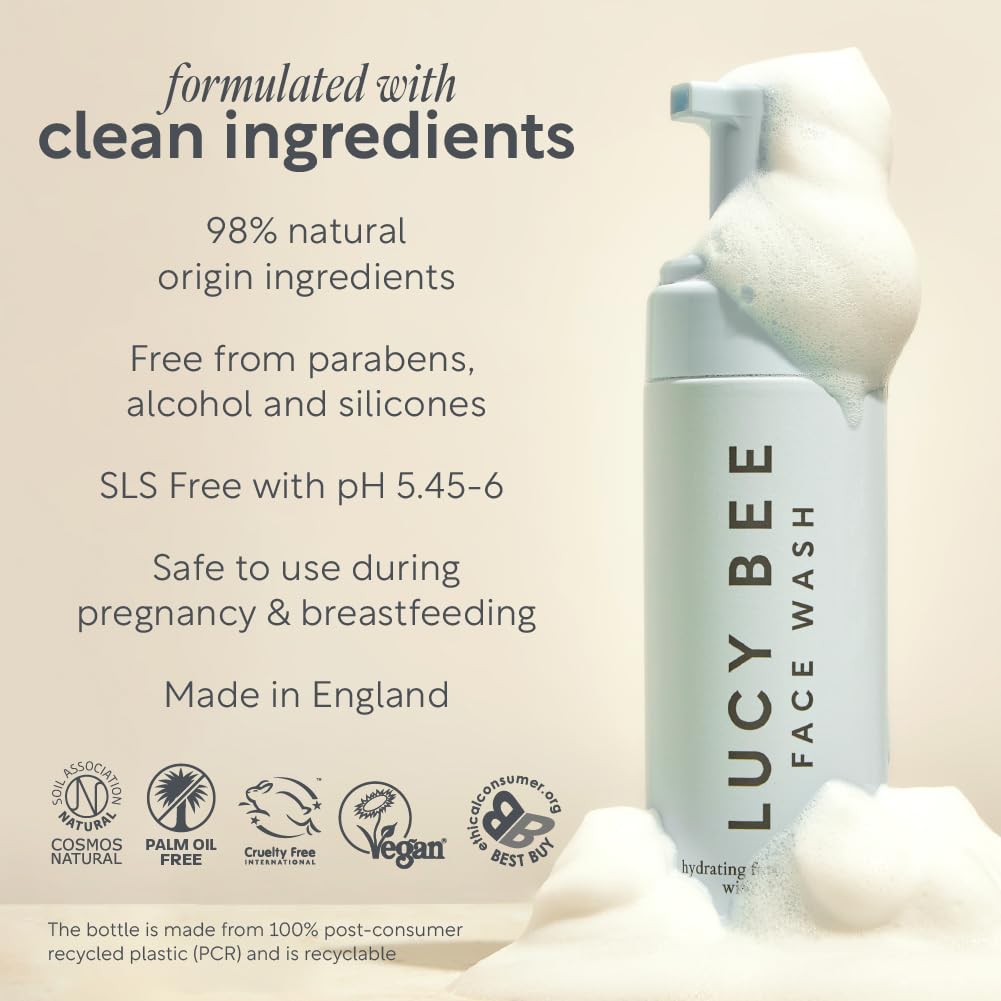 Hydrating Foam Face Wash for Men & Women - Natural Daily Cleanser with Ginseng Extract | Dermatologist Approved for Sensitive & Teen Skin | 5.07 fl oz | Gentle Morning & Night Skincare Routine | Perfect for Travel & Gym Use