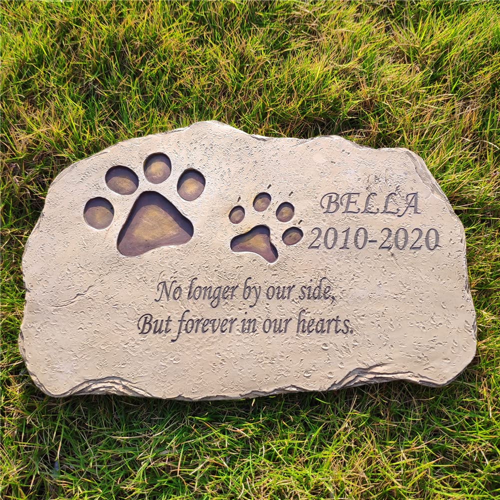 Personalized Pet Memorial Stones - Custom Engraved Dog & Cat Grave Markers with Name & Quote, Garden Memorial Stones for Pet Loss, Heartfelt Tribute for Beloved Pets - Perfect for Backyard Memorials, Pet Cemeteries & Healing Gardens