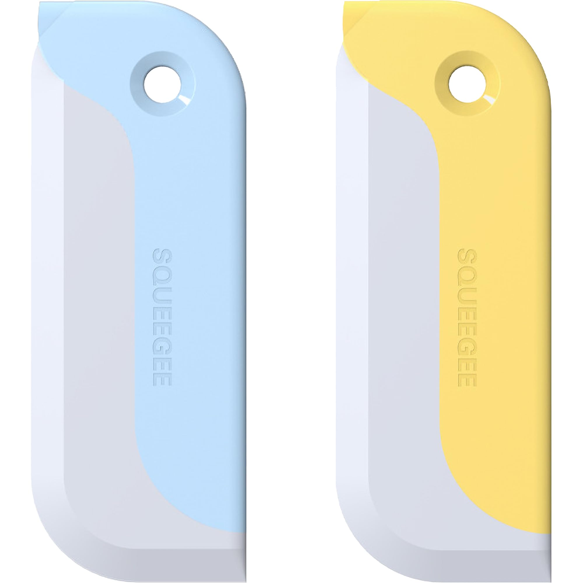 2 Pack Small Squeegees for Windows, Mirrors & Glass - Mini Bathroom Shower Squeegee, Kitchen Countertop & Sink Cleaner - Dish Scraper for Food Residue Removal - Blue & Yellow Set - Perfect for Home, Office & Car Cleaning