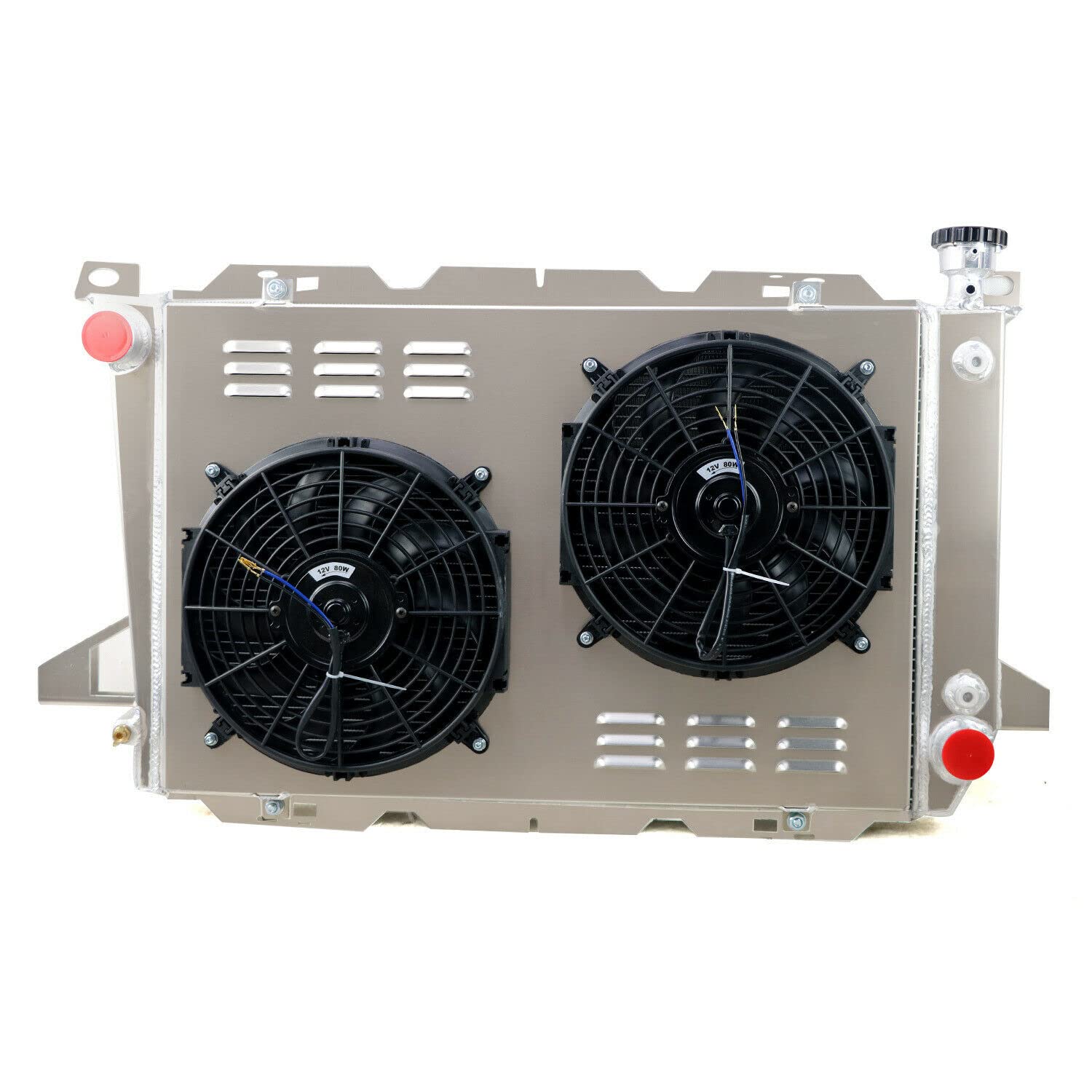 All Aluminum 4-Row Core Radiator for 1985-1996 Ford Bronco F150 F250 F350 4.9L L6 - Includes Shroud Fan & Relay - Perfect for Off-Roading & Heavy-Duty Towing