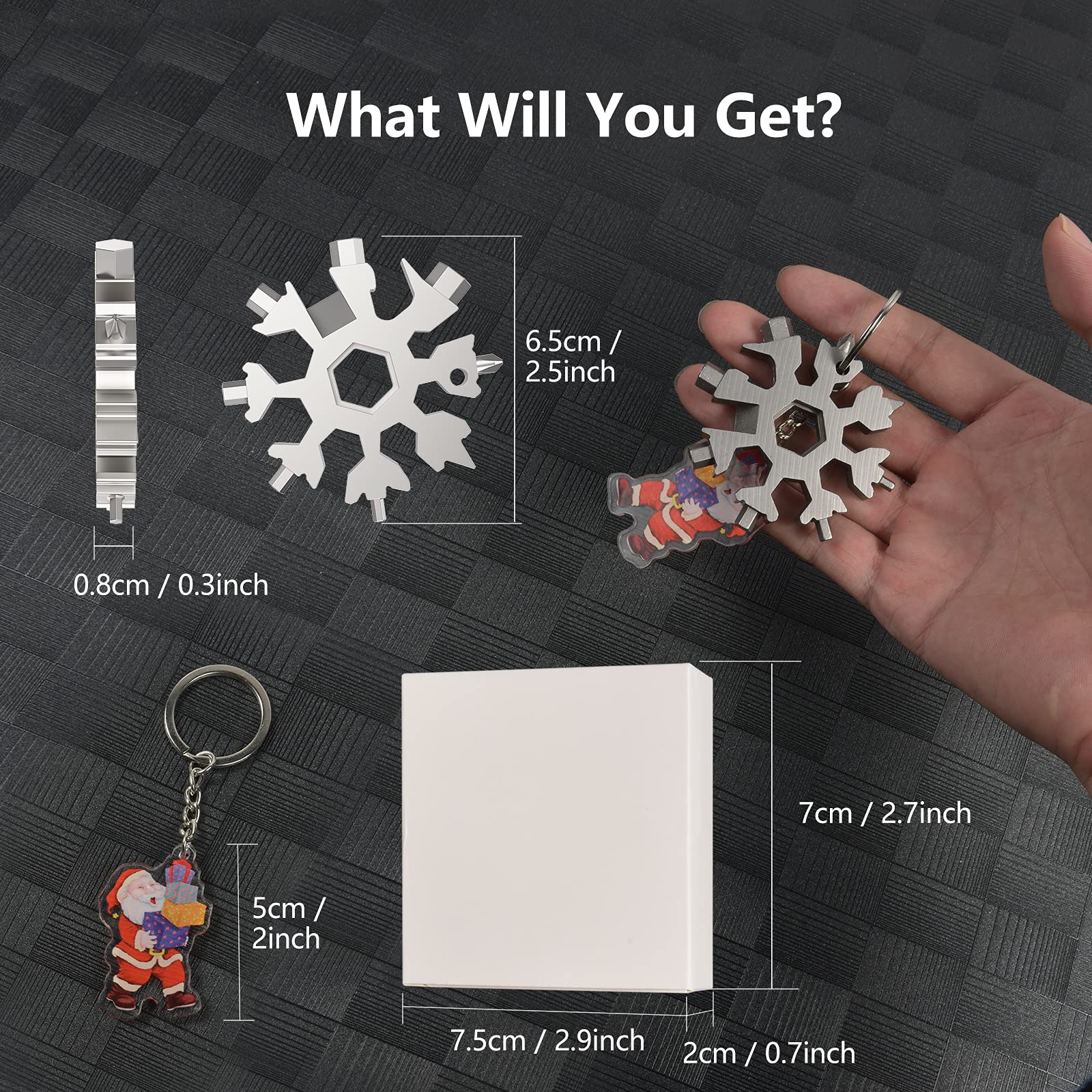 18-in-1 Stainless Steel Snowflake Multi-Tool - Durable & Portable Outdoor Survival Gear for Camping, Hiking, Emergency - Perfect Christmas Gift for Men & Women (Silver in Gift Box)