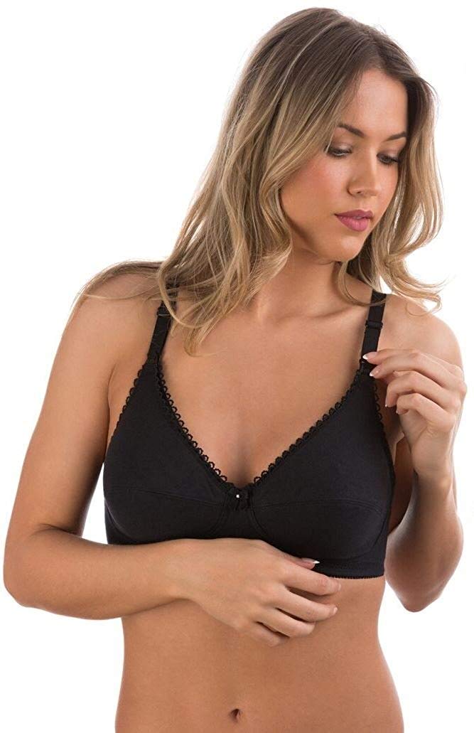Naturana Women's Cotton Maternity Drop Cup Nursing Bra - Comfortable Breastfeeding Bra for Pregnant & Nursing Moms - Perfect for Sleep, Lounge & Everyday Wear