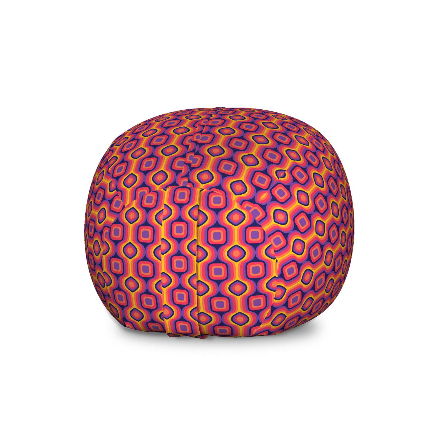 Ambesonne Abstract Storage Toy Bag Chair - Retro Geometric Print with Colorful Symmetric Squares & Ovals - Washable Stuffed Animal Organizer - Large Size in Coral & Purple - Perfect for Kids' Room, Playroom & Nursery Organization