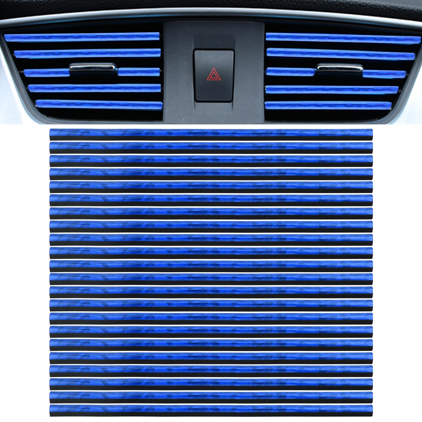 20 PCS Universal Car Vent Trim Strips - Waterproof Bendable Air Vent Outlet Decorations for Car Interior Accessories (Blue) | Perfect for Car Customization & AC Vent Styling