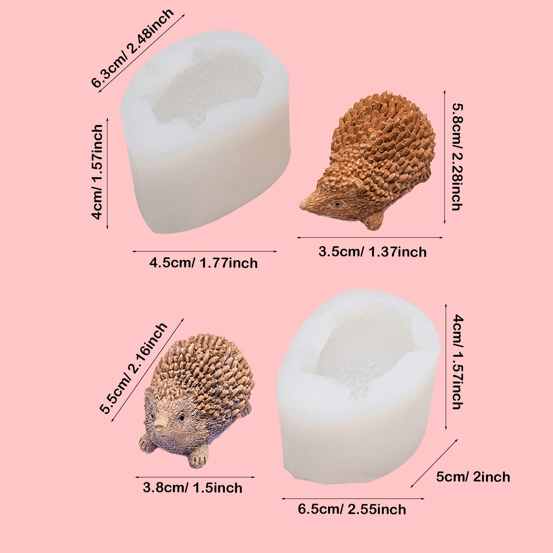Yayatty 2-Piece Hedgehog Resin Molds Set - Premium Epoxy Silicone Casting Molds for DIY Resin Crafts, Keychains & Home Decor - Perfect for Cute Animal Shaped Jewelry Making and Gift Ideas