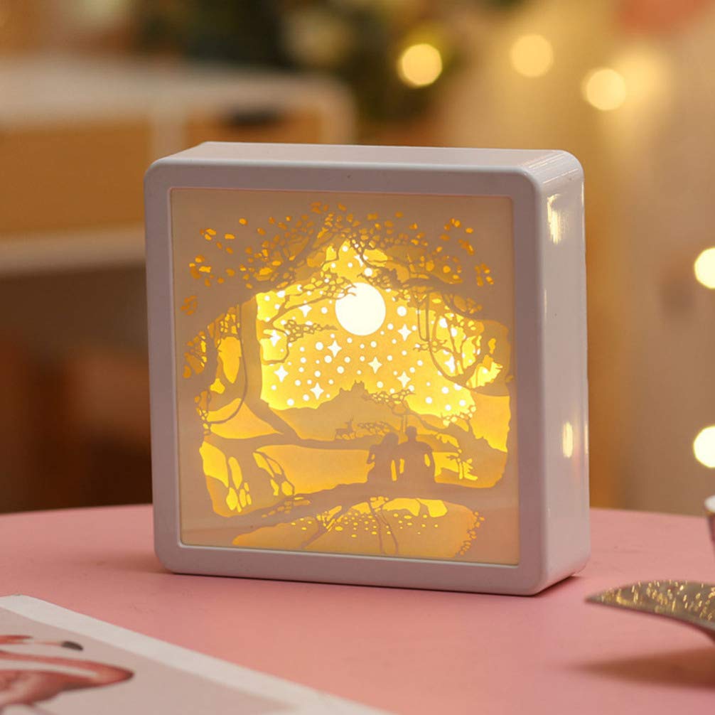 KESYOO 3D Paper Carving LED Table Lamp - USB Powered Night Light for Study, Office, Bedroom & Dorm | Romantic Valentines Day Gift, Desk Lamp with Warm White Light for Reading & Relaxation