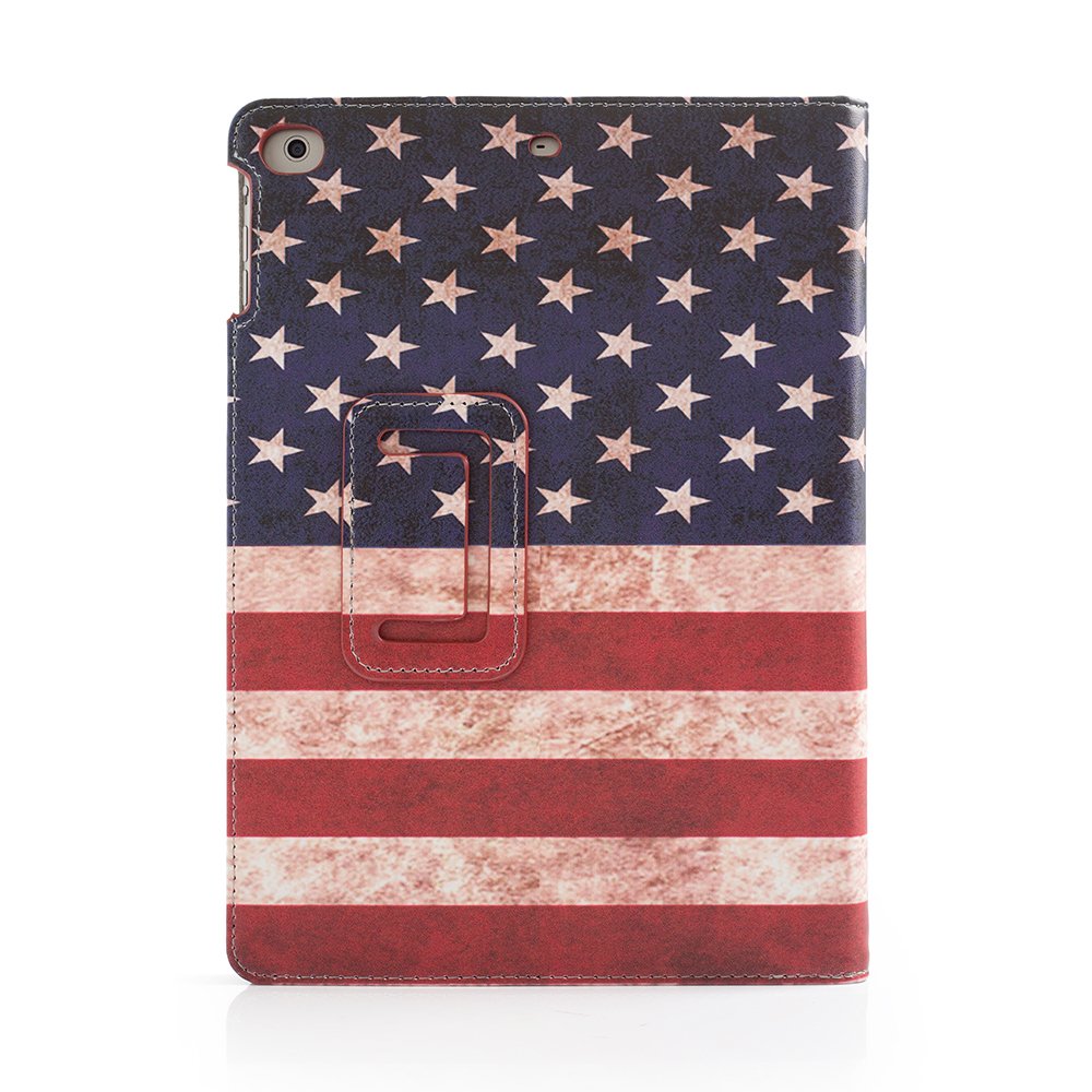 Premium PU Leather iPad 9.7 Inch Case (2018/2017/Air 2/Air 1) - Shockproof Corner Protection & Scratch-Resistant Smart Cover with Auto Sleep/Wake - Patriotic American Flag Design - Perfect for Work, Travel & Home Use