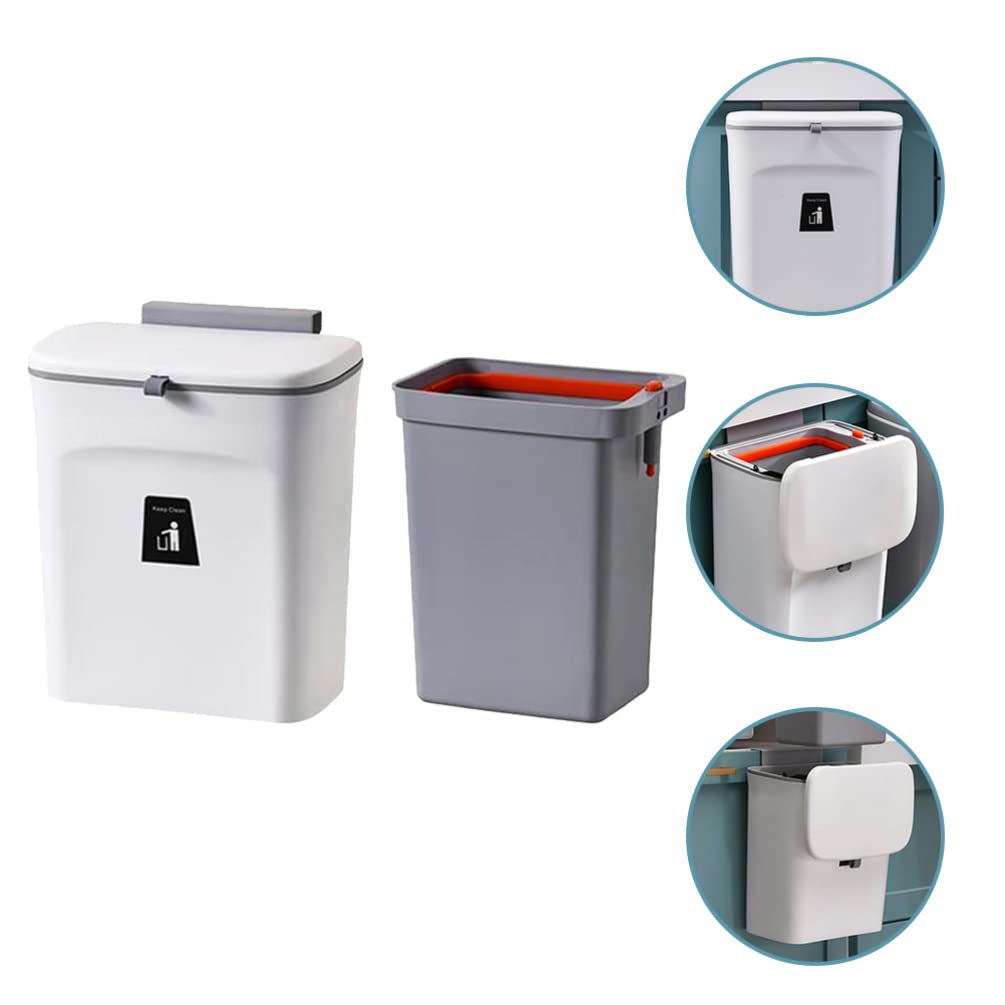 Angoily 5L/8L Plastic Hanging Trash Can - Small Kitchen Compost Bin with Lid, Countertop Waste Basket for Organic Waste, Indoor Garbage Container - Perfect for Kitchen Counter, Under Sink, Office & Bathroom