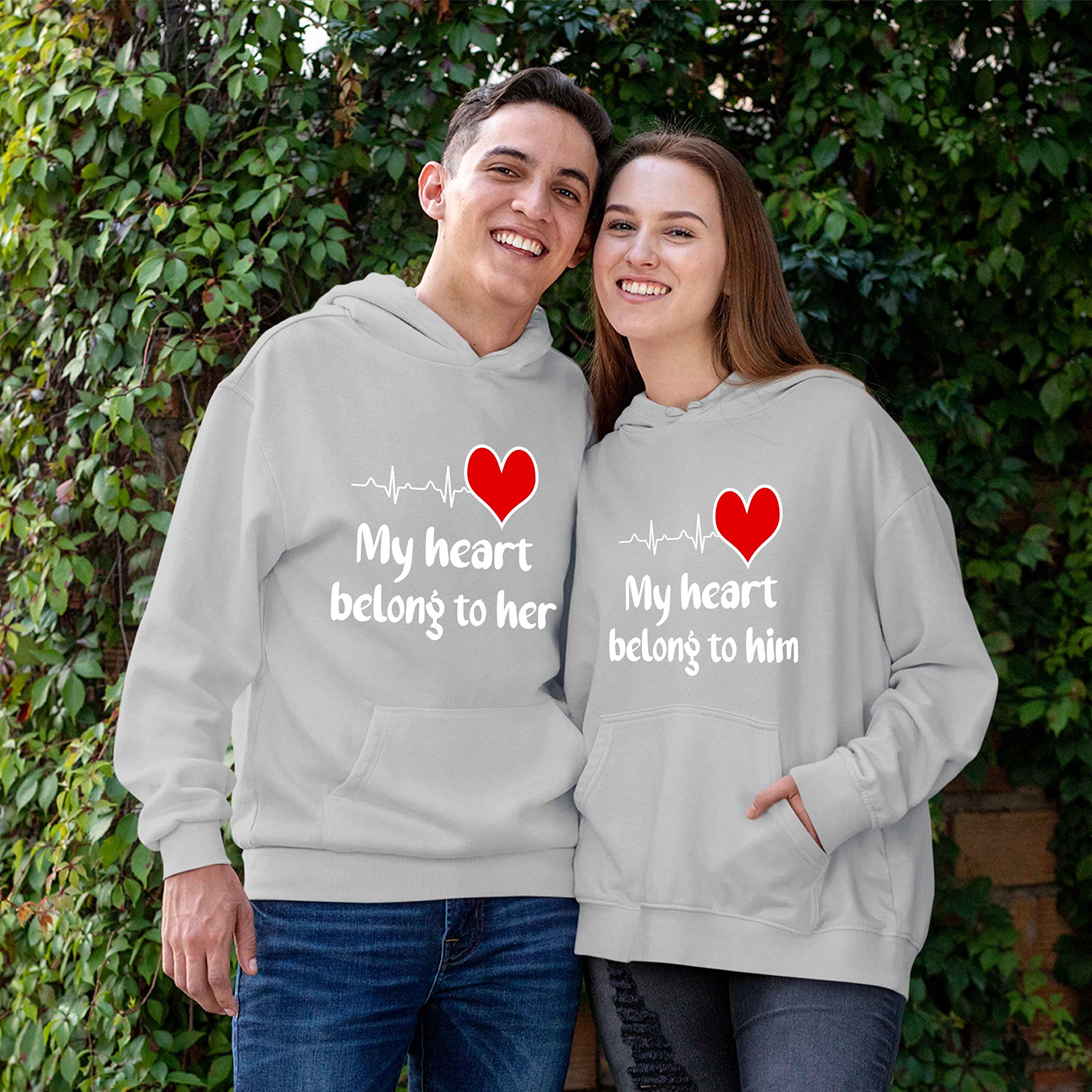 Best Family Gifts: My Heart Belongs To Him/Her Unisex Hoodies For Couples - Perfect For Date Nights & Cozy Moments