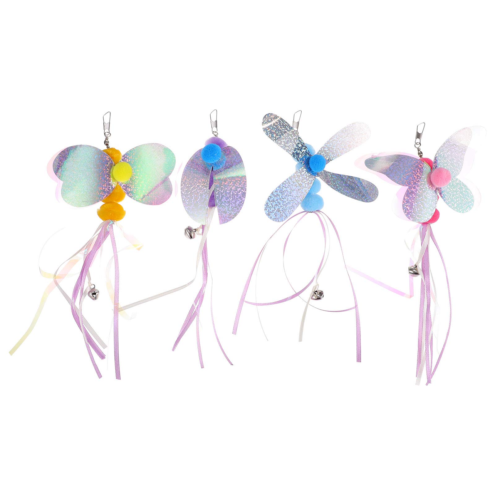 ULTECHNOVO 4Pcs Cat Teaser Wands with Bells - Interactive Feather Toys for Cats, Kitten Play Sticks with Colorful Feathers - Perfect for Indoor Play, Exercise & Bonding with Your Pet Cat