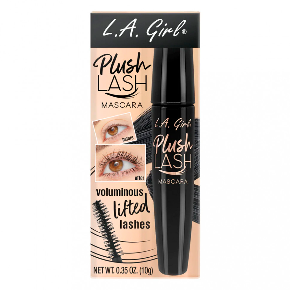 Volumizing Plush Lash Mascara - Velvety Black Waterproof & Smudge Proof - For Dramatic Eye Makeup & Everyday Wear