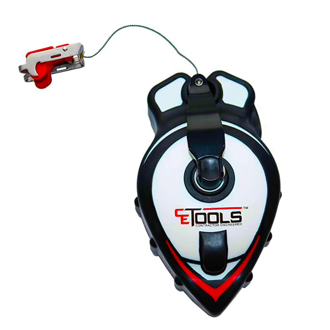 CE TOOLS SnapBack® Reel Chalk Line with Quick-Release Tip - Perfect for Construction, DIY Projects & Professional Marking