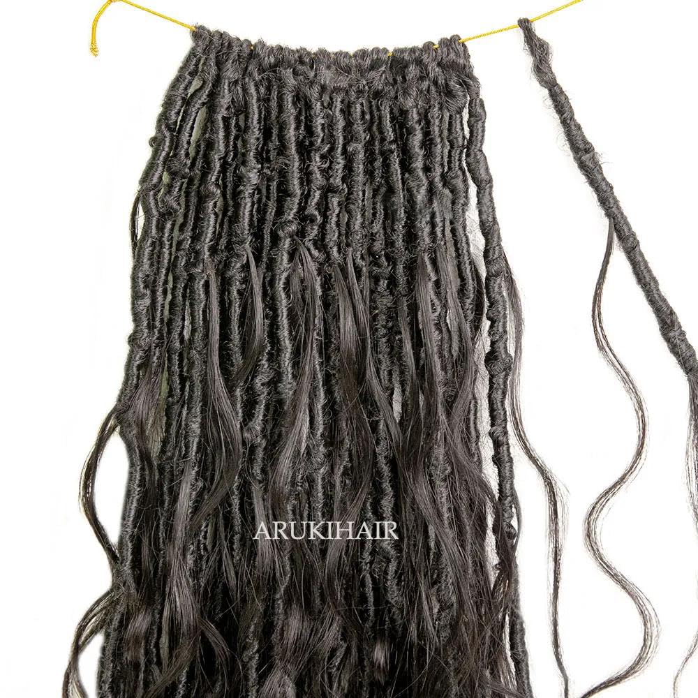 26 Inch Pre-Looped Crochet Dreadlocks with Body Wave | Human Hair Goddess Locs | Natural Color 48 Locs | Perfect for Protective Styling & Everyday Wear