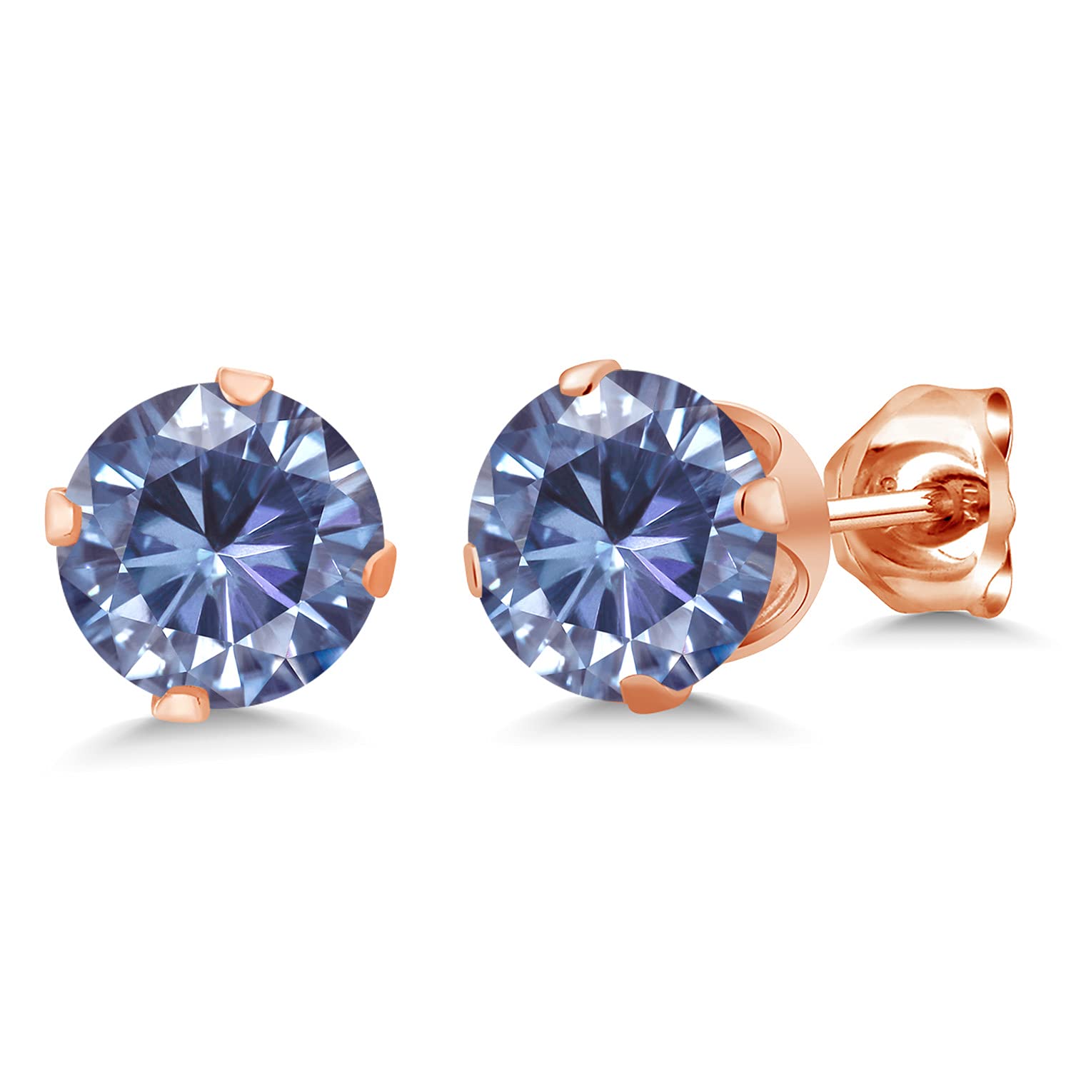 Gem Stone King 18K Rose Gold Plated Sterling Silver 6MM Round Birthstone Stud Earrings for Women & Men | Personalized Jewelry Gift for Birthday, Anniversary & Special Occasions