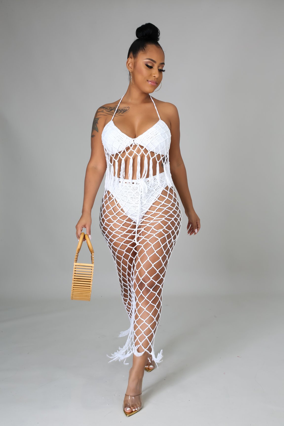 Seaside 2 Piece Swimwear Set - Women's White Bikini Top & Bottom for Beach Vacation & Pool Party