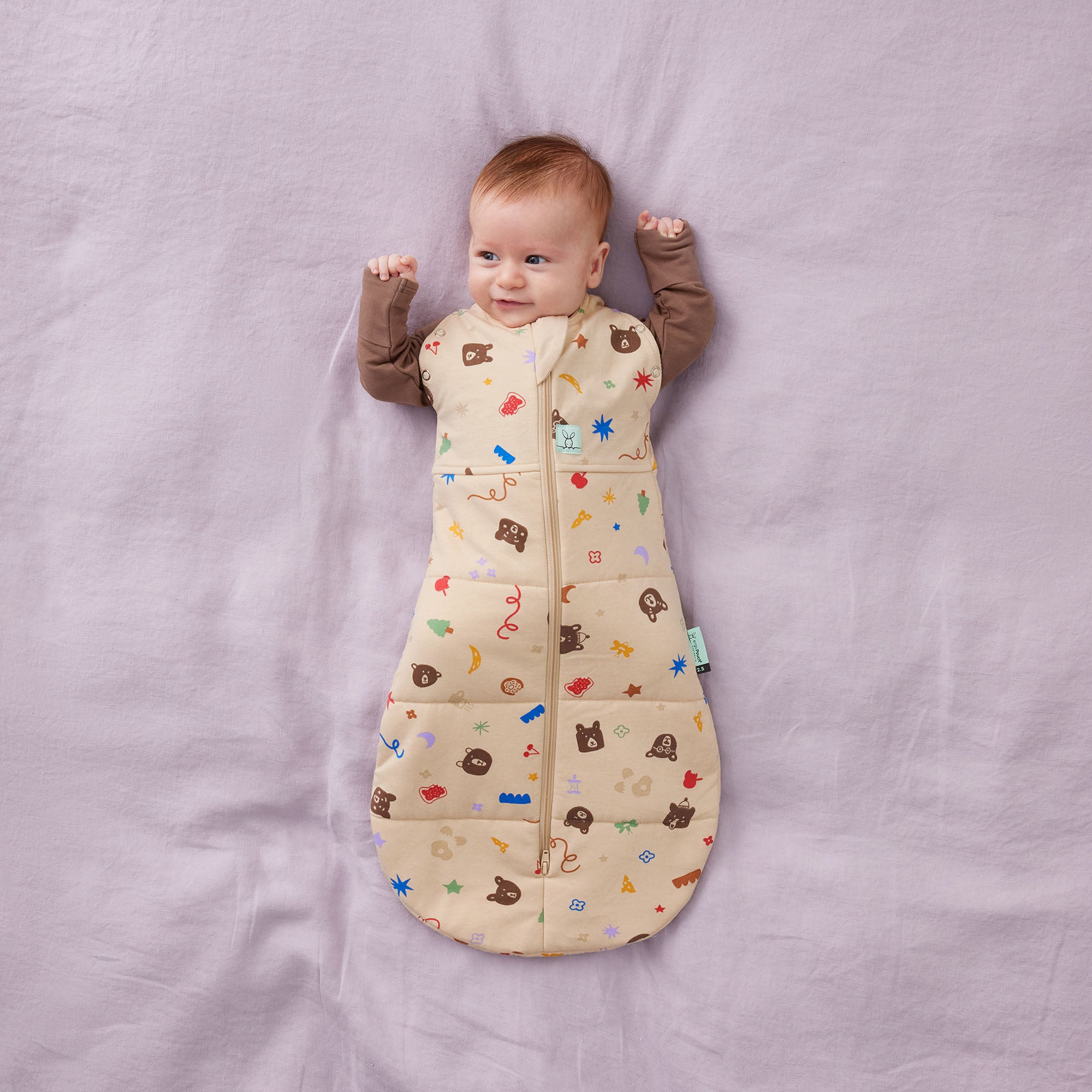 ErgoPouch Cocoon Zip Swaddle Bag 2.5 TOG - Teddy Bear Party Design - Soft Baby Sleep Sack for Newborns & Infants - Perfect for Nursery, Travel & Safe Sleep