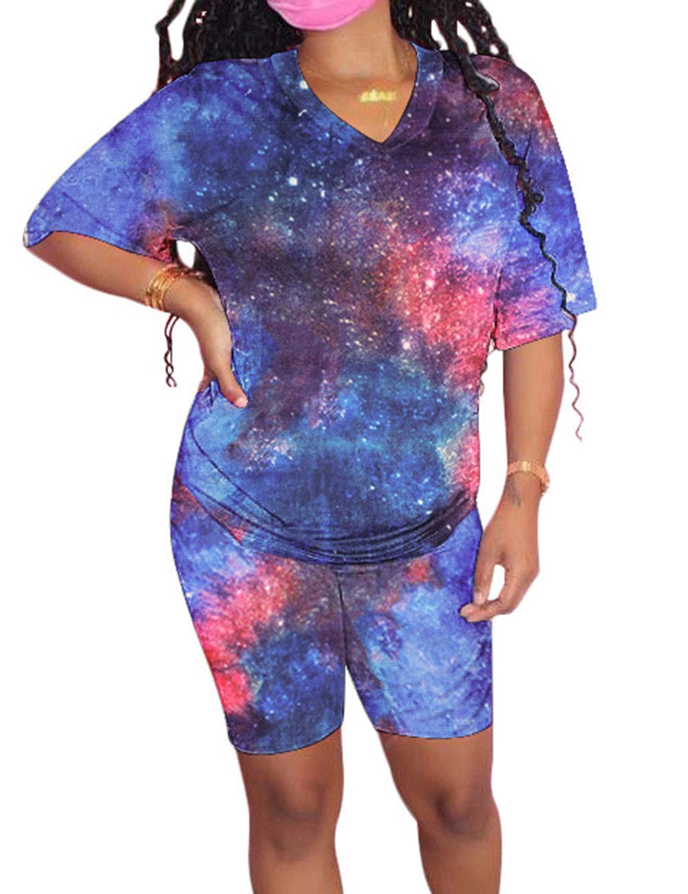 2 Piece Women's Tie Dye Lounge Set - Short Sleeve Top & Athletic Shorts Tracksuit Outfit | Casual Wear, Yoga, Home Comfort, Summer Fashion